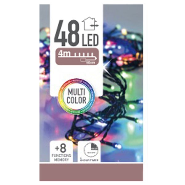 48 Πολύχρωμα Λαμπάκια LED Μπαταρίας Εξωτερικού Χώρου, με 8 Προγράμματα και Χρονοδιακόπτη (3.5m)